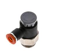 Válvula reguladora de caudal Codo de entrada 6 mm - G3/8'' Latón/PA 66 Tuerca de seguridad