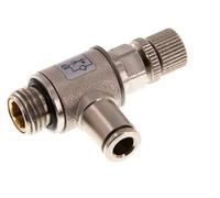 Válvula reguladora de caudal Codo de salida de contador 6 mm - G1/4'' Tornillo moleteado de latón