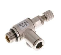 Válvula reguladora de caudal Codo de salida de contador 6 mm - G1/8'' Tornillo moleteado de latón