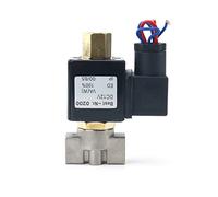 Válvula solenoide de acero inoxidable, normalmente abierta, CA 220 V, DN8, bidireccional, for tuberías de aceite, ácido y gas, con mandril de rosca de unión VX2120-08-SS-NO, 1 unidad(1pc K25 Clamp)