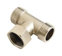 Válvula T de cobre G1/2 pulgadas divisor de válvula de entrada de inodoro para bidé de mano, adaptador de cabezal de ducha, conexión de tres vías, color plateado, 52 x 27 mm (plata)