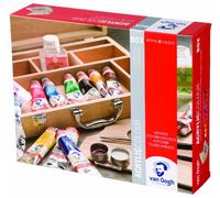 Royal Talens Van Gogh – Set de pintura acrílica básico – 10 tubos 40 ml, caja de madera y pincel