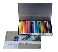 Van Gogh Lápices Estuche de 36 lápices de color para acuarela - Pigmentos resistentes a la luz - Madera de cedro de primera calidad - Estuche metálico