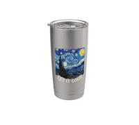 Van Gogh Let It Gogh Noche Estrellada Pintura Arte Juego de palabras Vaso térmico de acero inoxidable de doble pared