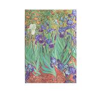 Paperblanks Libreta Van Gogh’s Irises Midi – Tapa dura, 120 g/m², sin pautas, cierre elástico