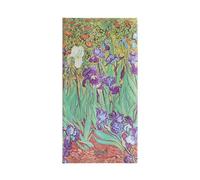 Van Gogh's Irises Slim 12-month Horizontal Hardback Dayplanner 2025 (Elastic Band Closure): tydzień na dwóch stronach, zamykany na gumkę, papier 100 gsm