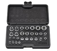 Vanadium Fervi 0195 - Juego de 28 llaves de vaso Torx, aptas para pernos Torx Chrome