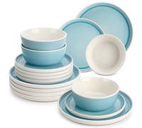 vancasso ELBA Vajillas Completas 12 Personas, Vajilla 36 Piezas de Gres, Juego de Platos Para 12 Personas - 12 Platos Llanos, 12 Platos de Postre y 12 Cuencos de Cereales, Apto para Lavavajillas, Azul