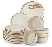 vancasso Reno - Vajillas Completas para 12 Personas, 36 piezas, de gres, moderno, platos llanos, platos de postre, cuencos de cereales, resistente a los arañazos, apto para lavavajillas y microondas