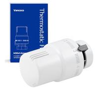 VANCOCO Válvula de radiador M30 × 1,5 mm, cabezal termostático, calentador termostático, válvula de calefacción, color blanco completo, sensor líquido con posición anticongelante