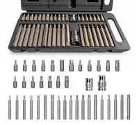 Vandal Juego de 40 puntas Torx de 12 caras, hexagonales, T20, T25, T30, T40, T45, T50, T55, H4, H5, H6, H7, H8, H10, H12, M5, M6, M8, M10 12 1/2 2 3/8 pulgadas maleta