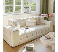 VanderHOME Algodón Funda Sofa Chaise Long 1 2 3 4 Plazas Protector Cubre Sofa, 2024 Nueva Manta de Sofá Antideslizante Universal 70 * 90cm-Blanco-Reposabrazos(1 PC)