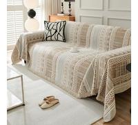 VanderHOME Funda Jarapas para Sofá Estilo Bohemio, Manta de Chenilla Decorativa Versátil y Reversible 180 * 260cm - Caqui