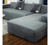 VanderHOME Funda Sofa Chaise Long, 2 Piezas, Antideslizante Elástico Funda de Sofá para Sala Protector para Perros Mascotas(3 Plaza, Gris Claro)