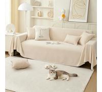 VanderHOME Funda Sofa, Funda de Sofá de Chenilla, Manta de Sofá Multifuncional, Protector de Sofá Reversible, Cojín de Sofá Cuatro Estaciones 180 * 260cm-Beige
