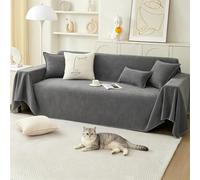 VanderHOME Funda Sofa, Funda de Sofá de Chenilla, Manta Multifuncional, Jarapas para Sofas Reversible, Cojín de Sofá Cuatro Estaciones 180 * 380cm-Gris Scuro