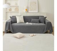 VanderHOME Funda Sofa, Funda de Sofá de Chenilla, Manta Multifuncional, Jarapas para Sofas Reversible, Cojín de Sofá Cuatro Estaciones 180 * 380cm-Gris Scuro