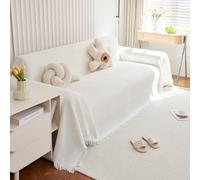 VanderHOME Funda Sofa,Funda Sofá Gofre Color Sólido, Cubre Sofa Chaise Longue, Funda de sofá Lavable para Todas Las Estaciones 180 * 180cm-Blanco Puro