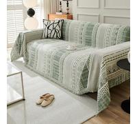 VanderHOME Funda Sofa Jarapas para Sofas, Plaid Sofa Estilo Bohemio,Manta Sofa De Chenilla, Manta Decorativa Versátil para Sofá, Manta Cubre Sofa Reversible 180 * 180cm-Verde