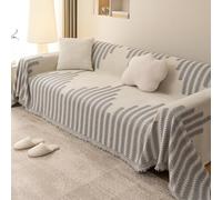 VanderHOME Funda Sofa, Plaid Sofa,Colcha Sofa,Funda de sofá de Chenilla Reversible, Funda de sofá Lavable, Manta Sofa Multifunción 180 * 360cm-Gris Claro