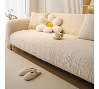 VanderHOME Fundas de Sofa 3 Plazas Moderna Antideslizante Cubre Sofas| Resistente a Arañazos de Mascotas | Cubierta Antideslizante y Elástica para Sala (3 Plaza, Beige)