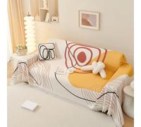 VanderHOME Fundas de Sofá Premium con Borlas - Manta Waffle, Transpirable, Resistente a Las Arrugas, Resistente a los Arañazos de Gato, Colcha Sofa Lavable a Máquina 180 * 380cm-Amanecer
