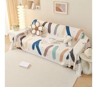 VanderHOME Fundas de Sofá Premium con Borlas - Manta Waffle, Transpirable, Resistente a Las Arrugas, Resistente a los Arañazos de Gato, Colcha Sofa Lavable a Máquina 180 * 180cm-Arco Iris