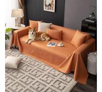 VanderHOME Impermeable Fundas de Sofá Suave Funda Sofa Verano Ajustables Antideslizante Sofa Cover Cubre Sofas Elástica para Mascotas Niños 210 * 230cm-Naranja