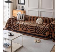 VanderHOME Manta Sofa en Chenille Estilo Bohemio con Franjas, Colcha Multiusos para Todas Las Estaciones, Jarapas para Sofas, Camas, Interiores y Viajes al Aire Libre 180 * 300cm-Marrón