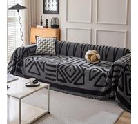VanderHOME Manta Sofa en Chenille Estilo Bohemio con Franjas, Colcha Multiusos para Todas Las Estaciones, Jarapas para Sofas, Camas, Interiores y Viajes al Aire Libre 180 * 90cm-Gris Oscuro