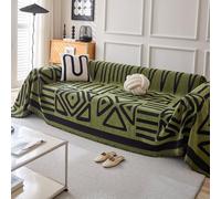 VanderHOME Manta Sofa en Chenille Estilo Bohemio con Franjas, Colcha Multiusos para Todas Las Estaciones, Jarapas para Sofas, Camas, Interiores y Viajes al Aire Libre 180 * 230cm-Verde Oscuro