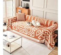 VanderHOME Manta Sofa en Chenille Estilo Bohemio con Franjas, Colcha Multiusos para Todas Las Estaciones, Jarapas para Sofas, Camas, Interiores y Viajes al Aire Libre 180 * 180cm-Naranja
