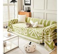 VanderHOME Manta Sofa en Chenille Estilo Bohemio con Franjas, Colcha Multiusos para Todas Las Estaciones, Jarapas para Sofas, Camas, Interiores y Viajes al Aire Libre 180 * 300cm-Verde