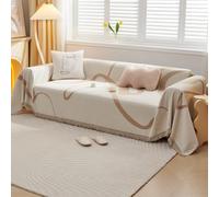 VanderHOME Manta sofá Funda de sofá Decorativo Universal Cuatro estaciones Borla tejida Almohadilla para sofá Abstracción Geometría Líneas Multifuncional Suave Cómodo Cover Cubre sofá 180*420cm Khaki