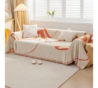 VanderHOME Manta sofá Funda de sofá Decorativo Universal Cuatro Estaciones Borla Tejida Almohadilla sofá Abstracción Geometría Líneas Multifuncional Suave Cómodo Cover Cubre sofá 180 * 300cm Naranja