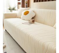 VanderHOME Moderna Fundas de sofá de Terciopelo Grueso, Funda Sofa 3 Plazas, Antideslizante, Antipolvo, elástico, para Perros, Gato, 1 Pieza (3 Plaza, Beige)