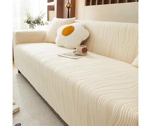 VanderHOME Moderna Fundas de sofá de Terciopelo Grueso, Funda Sofa 3 Plazas, Antideslizante, Antipolvo, elástico, para Perros, Gato, 1 Pieza (3 Plaza, Beige)