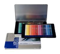 Vangogh Lápices - Estuche completo de 60 colores - Pigmentos resistentes a la luz de calidad artística - Tubos de madera de cedro blanda - Colores vibrantes - Caja de estuche metálico