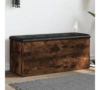 Vanitopaz Banco con espacio de almacenamiento, roble ahumado, material de madera, 102 x 42 x 45 cm, con cojín acolchado, color negro, cofre de almacenamiento, para pasillo, dormitorio, salón