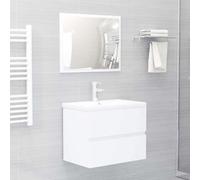 Vanitopaz Juego de muebles de baño de madera blanca con armario para lavabo, lavabo empotrado y espejo, 60 x 38,5 x 45 cm, mueble de baño para espacio de almacenamiento y orden en el baño, moderno