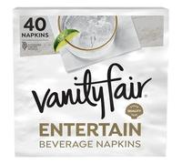 Vanity Fair Entertain Beverage Napkin, 40 Count, White Cocktail Paper Napkin