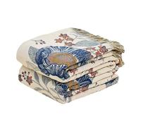 VANJOROY Manta de sofá de 100% algodón orgánico grande, lujosa de doble cara con mariposas, suave para sofás de 2 o 3 plazas, sillones, butacas y colcha. 150x200 cm - Beige/Blanco/Rojo