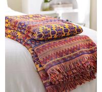 VANJOROY Manta grande al estilo bohemio con flecos, 100 % algodón tejido a mano, para sillones, sofás, sofás cama y camas (90 x 210 cm)