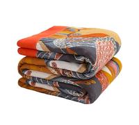VANJOROY Manta reversible para sofá o cama grande, 100% algodón orgánico cálido y suave, decorada con pájaros bohemios, apta para sillones y camas de 2 o 3 plazas. 200x230 cm - Naranja