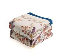 VANJOROY Sobremesa de sofá 100% algodón orgánico, grande, cubrecama, 230 x 250 cm, suave, amigable con la piel, de doble cara, estampado de flores boho, beige, sobremesa para 2 y 3 plazas, sillones