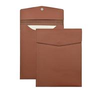 VANRA 1 Pieza Carpeta de Archivo de Cuero de PU Bolsa Vertical para Documentos A4 Funda de Cuero Impermeable Portafolio Organizador de Archivos para Tamaño Carta con Cierre de Botón Magnético (Marrón)
