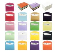 VANRA 170 Juego de tarjetas pequeñas en blanco, sobres coloridos, juego de mini sobres blancos, 17 para tarjetas de regalo, cartulina, tarjetas de índice, sobres de colores surtidos