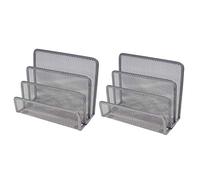 VANRA 2 clasificadores de cartas pequeñas para escritorio, organizador de archivos de malla de metal con 3 compartimentos verticales verticales (2 plateados)