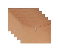 VANRA 5 Piezas Portadocumentos a4, Carpetas Papel Kraft con Cierre de Hilo, Carpeta Clasificadora a4, Organizador para Documentos, Expediente y Papel (Marrón)