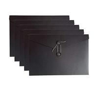 VANRA Carpeta de papel kraft para archivos, con bolsillos para proyectos, organizador de documentos, sin expansión, tamaño A4 (negro, paquete de 5)